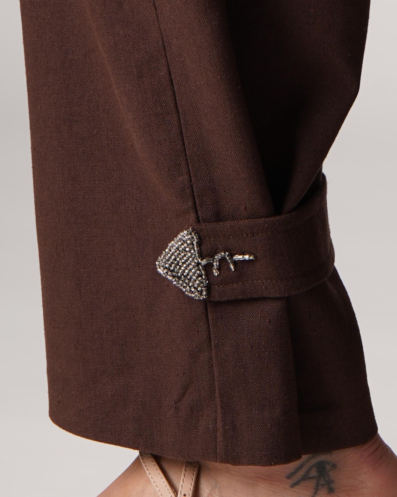 The Brown Linen Motif Pants - Image 2