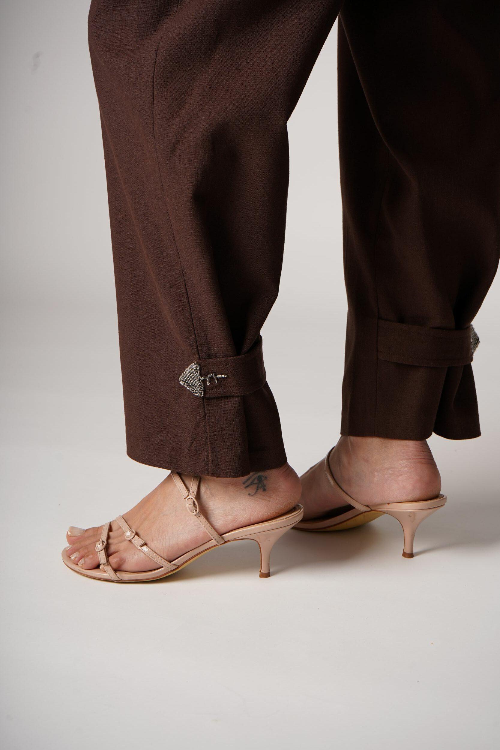 The Brown Linen Motif Pants - Image 3