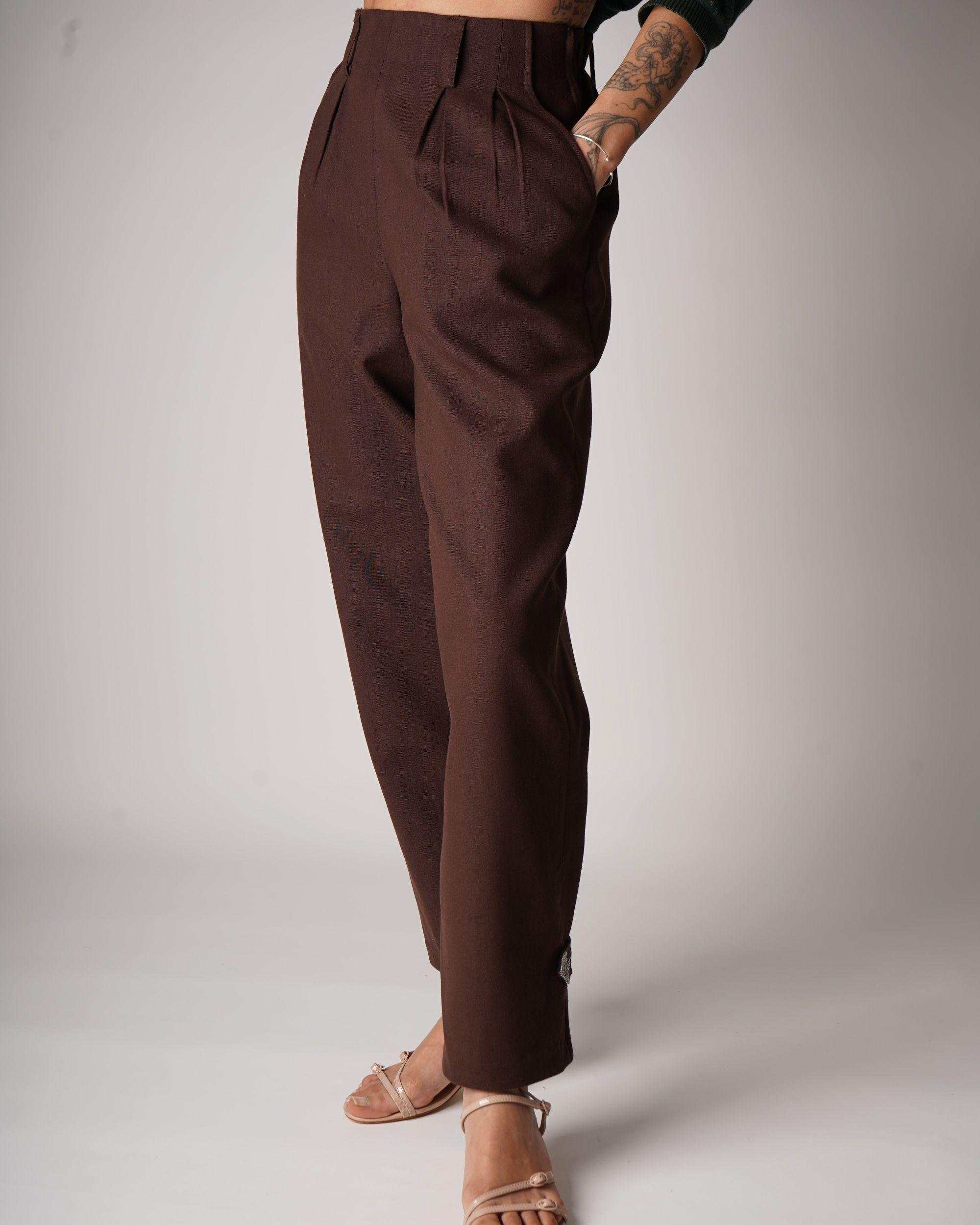 The Brown Linen Motif Pants - Image 5