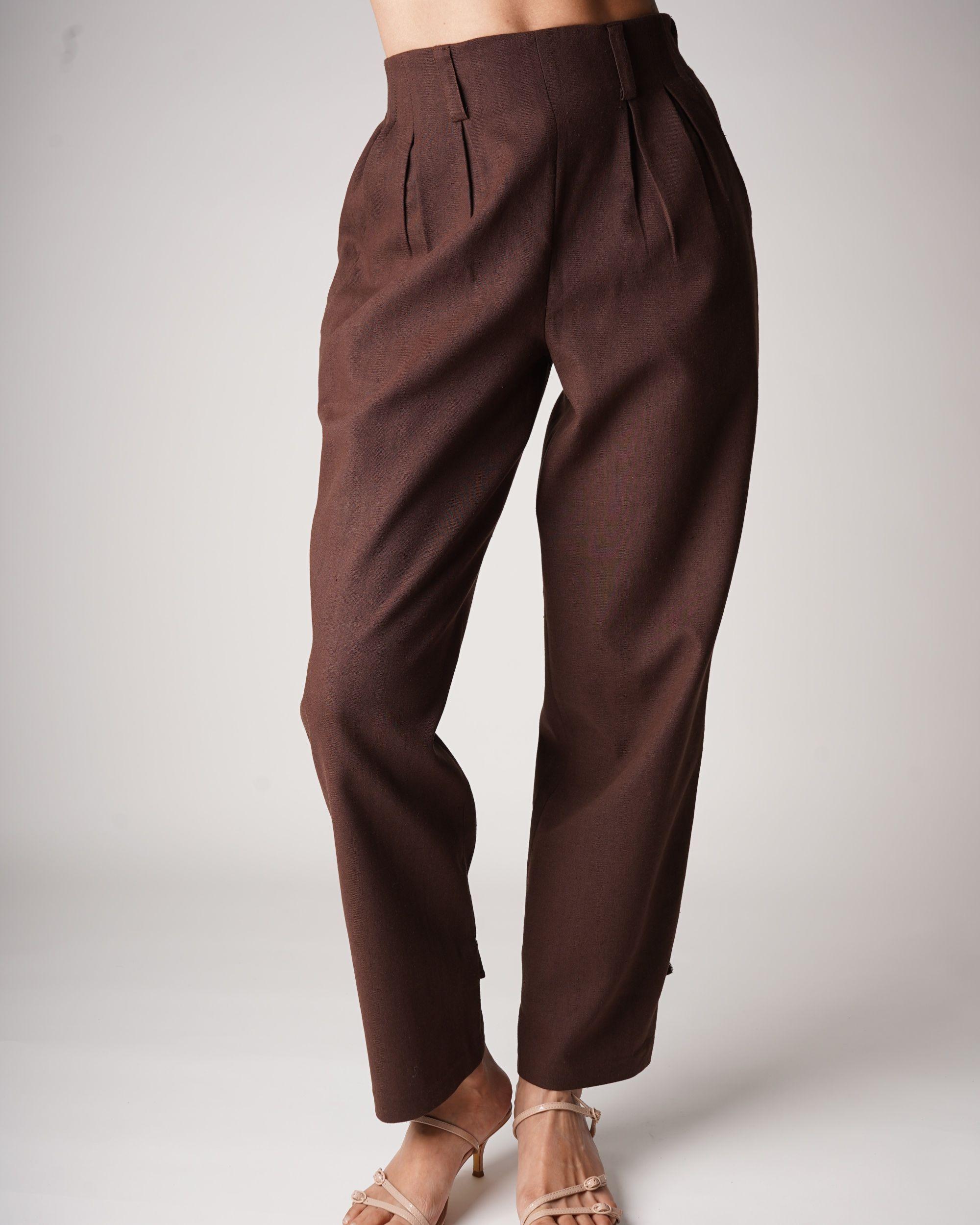 The Brown Linen Motif Pants - Image 6