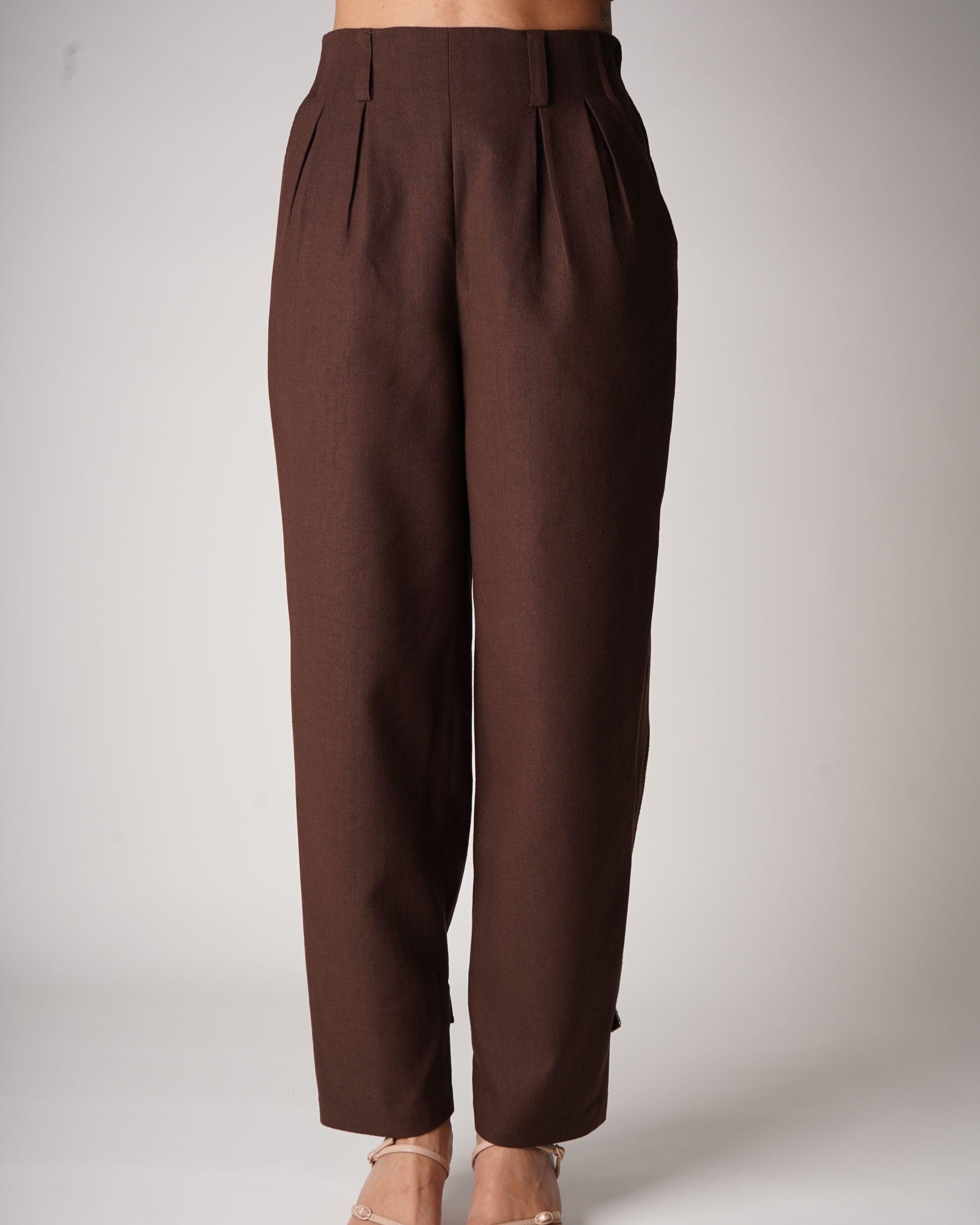 The Brown Linen Motif Pants - Image 7
